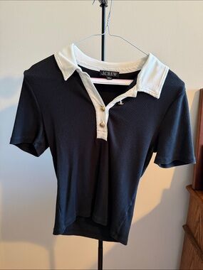 J.Crew Black Vintage rib polo T-shirt